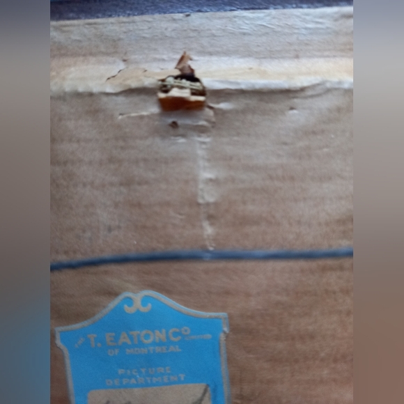 Vintage T. Eaton & Co. Framed Winter Cabin Fiber Art - Picture 6 of 10